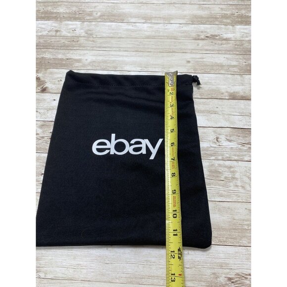 Ebay Reusable Black Drawstring Bag EBay Logo Material Pouch Bag, Black White New - Picture 4 of 5